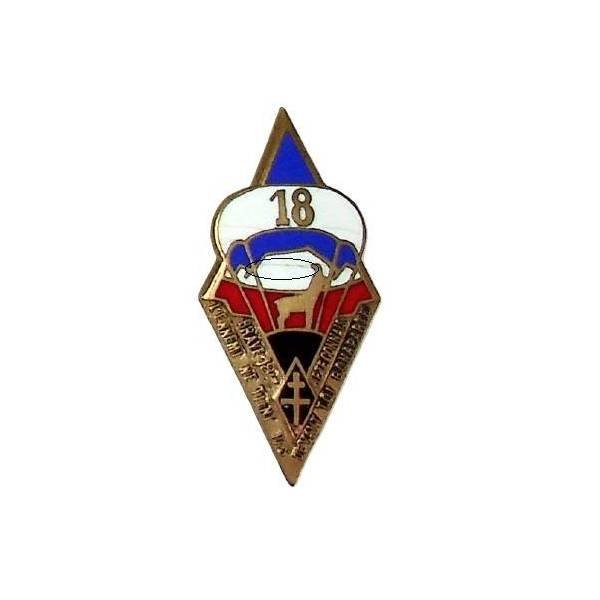 18° Bataillon d'Infanterie Parachutiste de Choc , isard sur croix de Lorraine, lettres en relief, cheveux dans le blanc