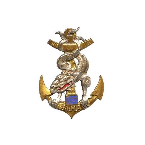16° Régiment d'Infanterie de Marine , dragon sur ancre, dos argenté, à nettoyer