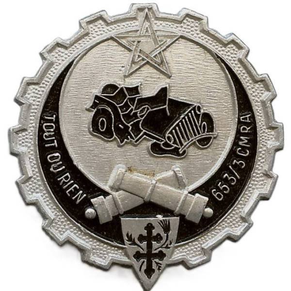 653° / 3° Compagnie Moyenne de Réparation Automobile , jeep dans croissant noir, tout ou rien, aluminium peint