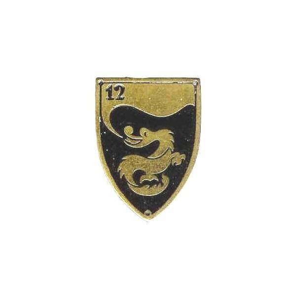 12° Régiment de Dragons , écu, dragon sur fond noir, peint