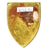 12° Régiment de Dragons , écu, dragon sur fond noir, peint, 3 trous de couture, éclats de peinture