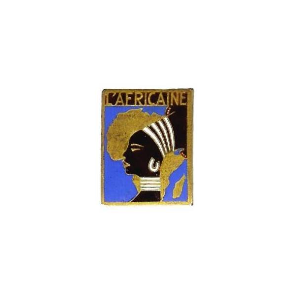 L'Africaine (sous-marin 1946- ..) , tête de femme sur carte d'Afrique, rectangle émaillé, fabrication 1947