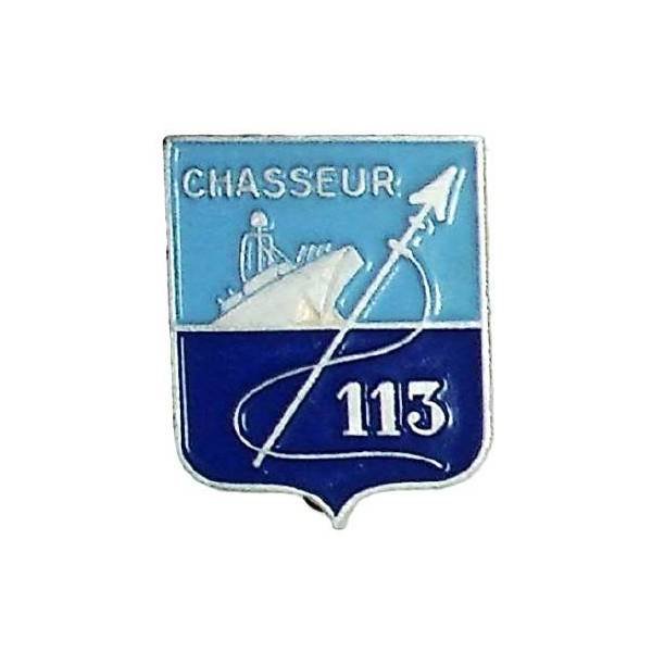 Chasseur 113 , navire et harpon, aluminium peint, dos grenu