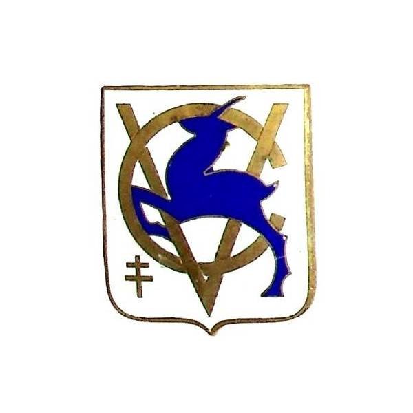 Chevreuil (aviso-dragueur 1939-59)  FNFL , 31x37, croix de Lorraine, chevreuil bleu sur "CV" entrelacés