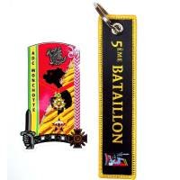 374° Promo ENSOA  Adjudant-chef  Monchotte, 5° Bataillon, porte-clefs en tissu + autocollant