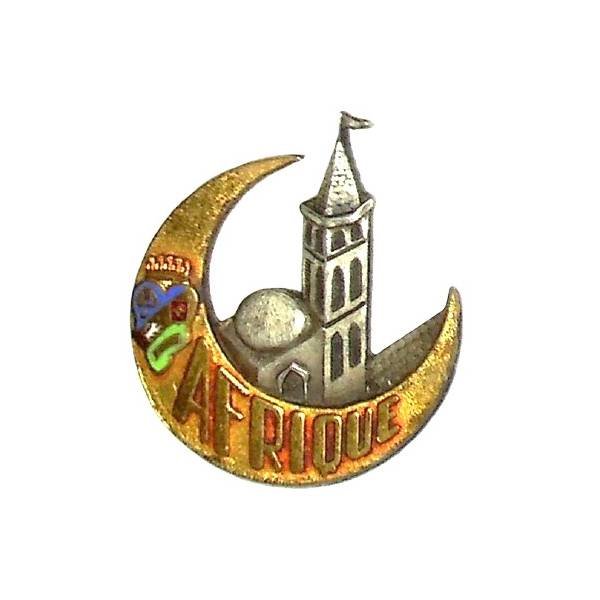 "Afrique" , mosquée dans croissant au blason d'Alger , émail