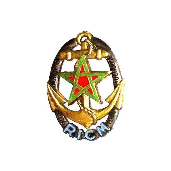 Régiment d'Infanterie de Chars de Marine , lettres bleues, 46x32, émail, patiné