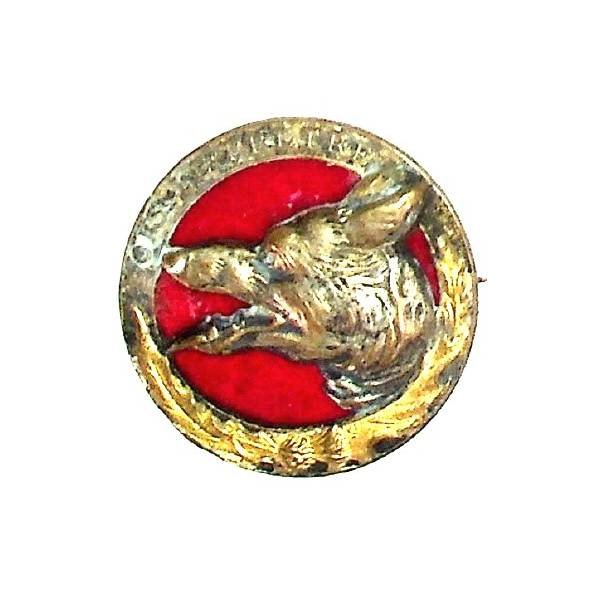 168° Régiment d'Infanterie , Bois le Prêtre, tête de loup, 34 mm, tout métal ajouré, fond de feutre rouge