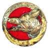 168° Régiment d'Infanterie , Bois le Prêtre, tête de loup, 34 mm, tout métal ajouré, fond de feutre rouge