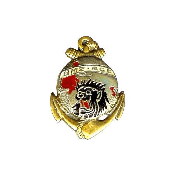 Bataillon de Marche 2 Afrique Centrale Française , tête de lion noire, moulage Drago peint