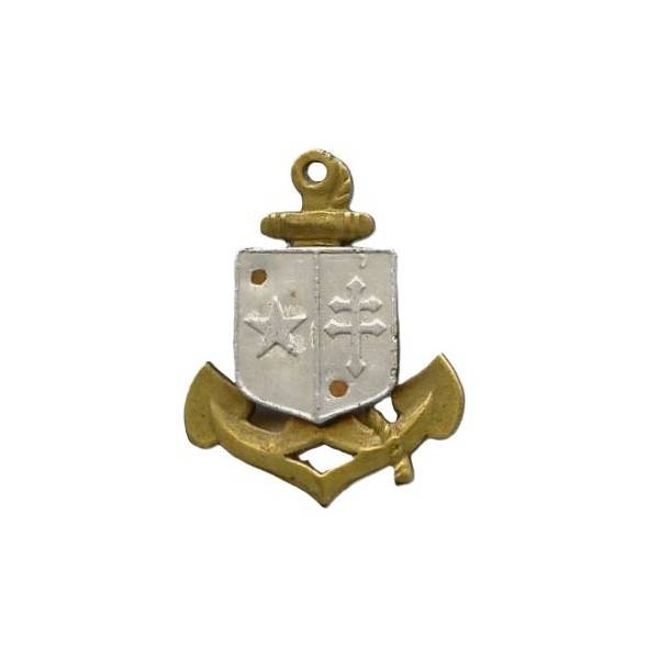 9° Division d'Infanterie Coloniale / Intendance , ajouré, écu d'aluminium rapporté serti