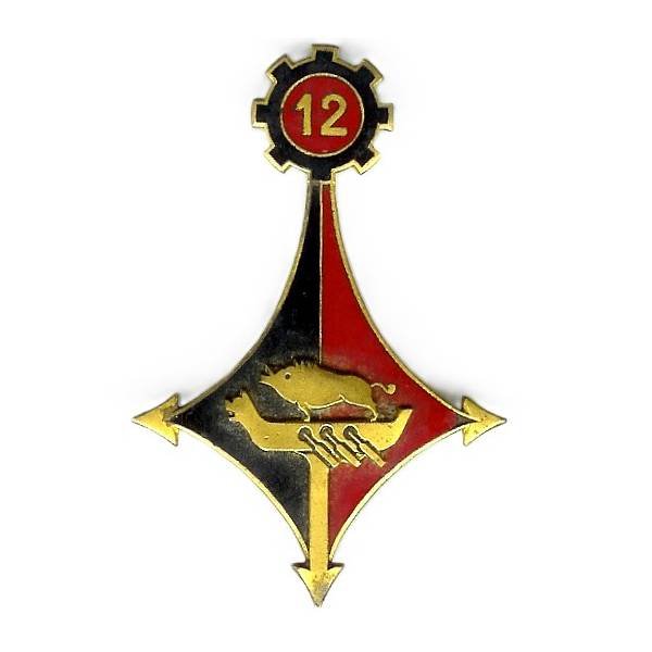 12° Régiment du Génie (Saharien) , profil gauche, barque et sanglier en relief, léger éclat