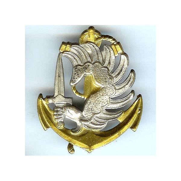 Insigne bérêt paras coloniaux, type 1, dos argenté estampé
