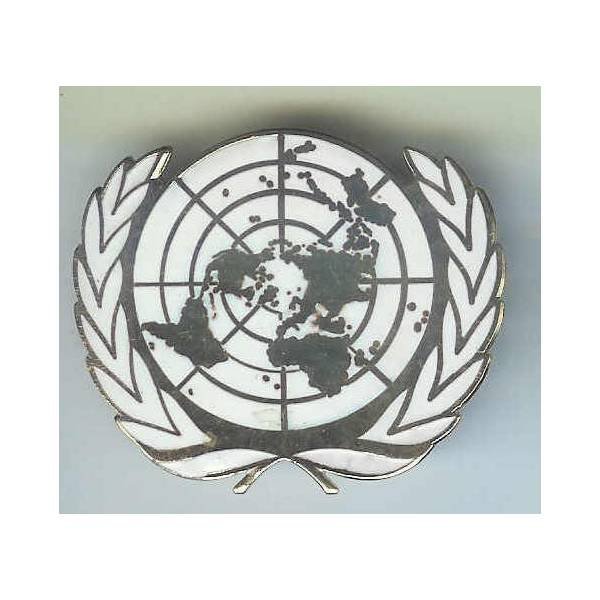 Planisphère blanche ONU, bombé, émail