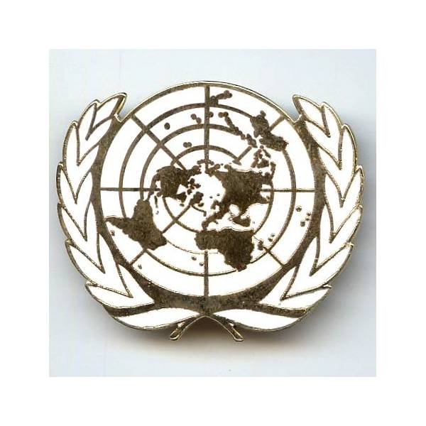 Planisphère blanche ONU, dos lisse, épingle sécurité