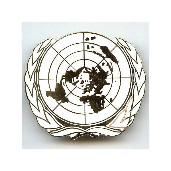 Planisphère blanche ONU, bombé, épingle sécurité abimée